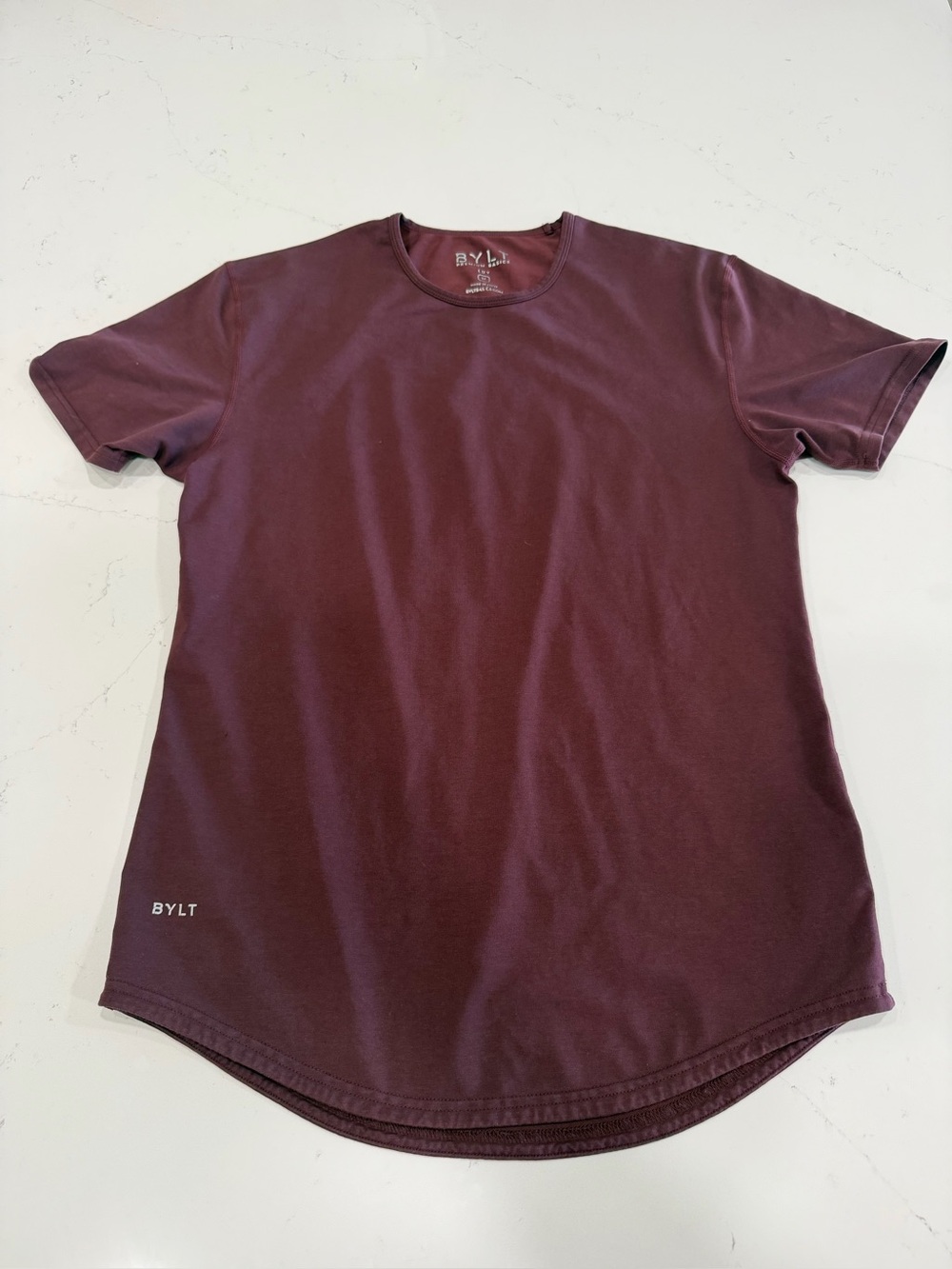 BYLT Basics Men’s Burgundy Drop-Cut Lux Tee - Medium